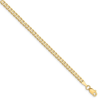 9 Inch 2.9mm Beveled Curb Chain 14k Yellow Gold FBU080-9, MPN: FBU080-9, 886774561301