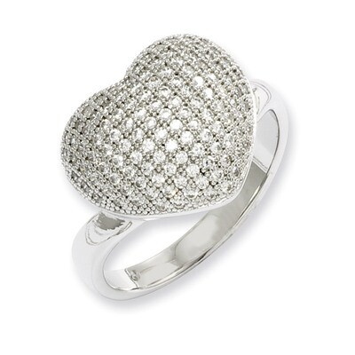 CZ Brilliant Embers Polished Heart Ring Sterling Silver QMP103-7