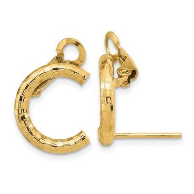Textured U Shape Clip On Post Earrings 14k Gold Polished TF1976, MPN: TF1976, 191101785702