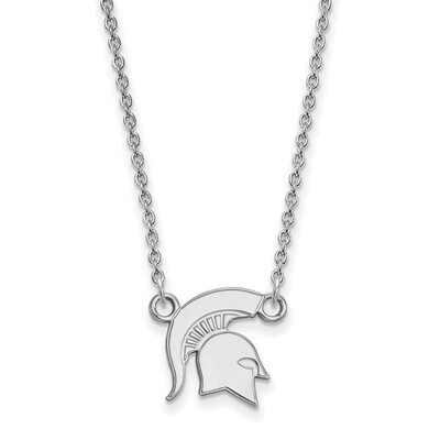 Michigan State University Small Pendant with Chain Necklace 14k White Gold 4W056MIS-18, MPN: 4W056M…
