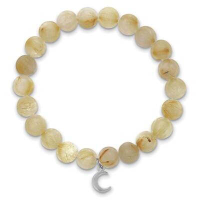 Set Of 2 A Bond Gold Rutilated Sterling Moon Star Bracelets Quartzite BF3124, MPN: BF3124,