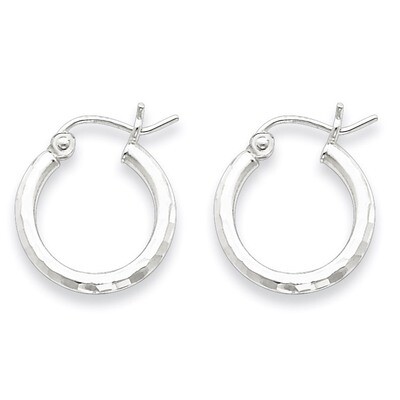 2mm Diamond Cut Hoop Earrings Sterling Silver Rhodium-plated QE4460, MPN: QE4460, 883957930800