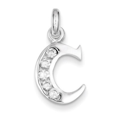 White Diamond Initial C Pendant Sterling Silver QC6716C, MPN: QC6716C, 883957561011