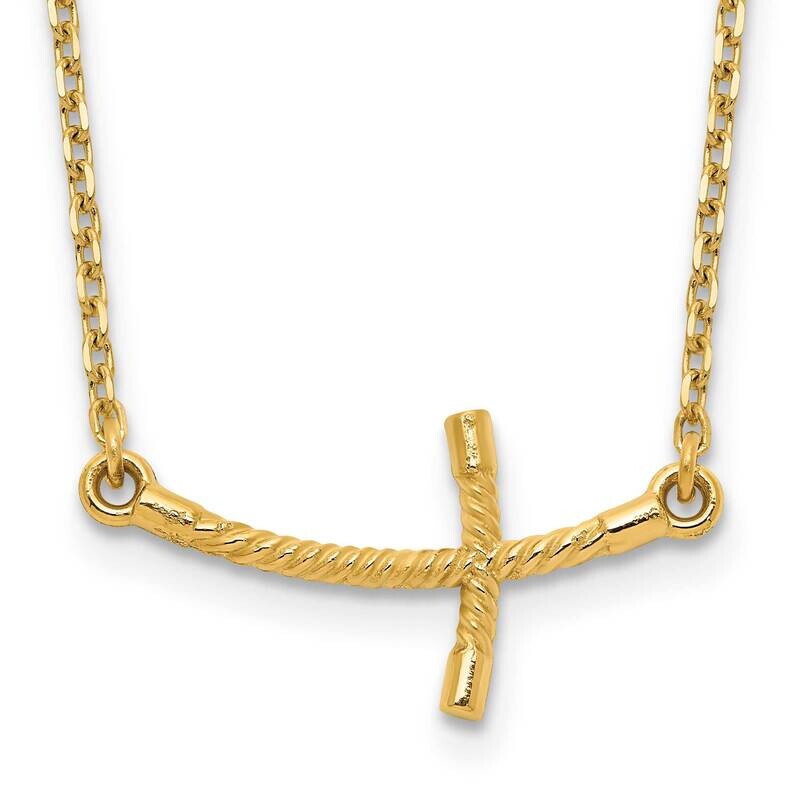 Sideways Curved Twist Cross Necklace 14k Gold Small SF2086-19