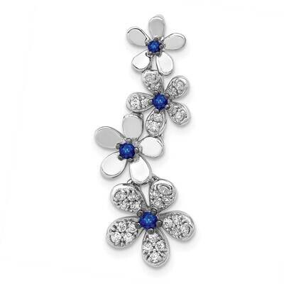 .19 Sapphire 4 Flowers Pendant 14k White Gold Diamond PM4045-SA-025-WA, MPN: PM4045-SA-025-WA,