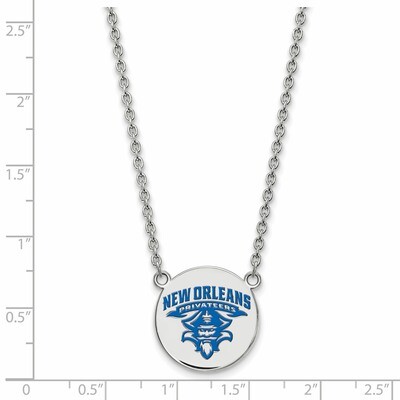 University of New Orleans Large Enamel Disc Necklac - Sterling Silver SS025UNO-18, MPN: SS025UNO-18…