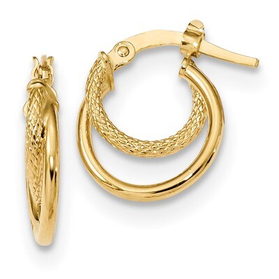 Textured Hinged Hoop Earrings 14k Gold Polished TF1099, MPN: TF1099, 191101144035