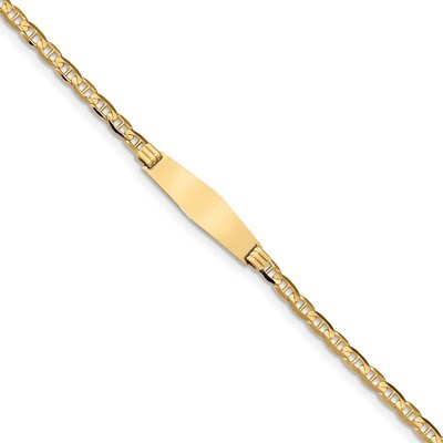7 Inch Anchor Link Soft Diamond Shape ID Bracelet 14k Gold LID60C-7, MPN: LID60C-7, 883957723075