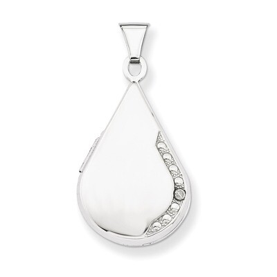 Tear Drop Diamond Set Locket 14k White Gold 21mm XL559, MPN: XL559, 886774129266