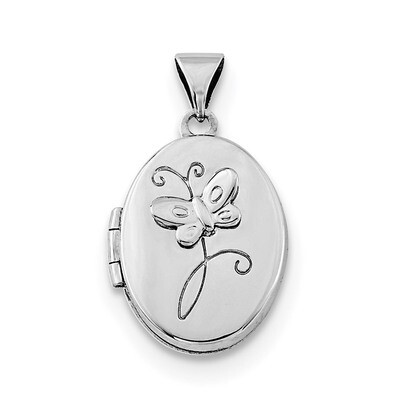 17x14mm Butterfly Locket Sterling Silver Rhodium-plated QLS719, MPN: QLS719, 191101359682