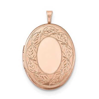 26mm Leaf Border Oval Locket Sterling Silver Rose Gold-plated QLS732, MPN: QLS732, 191101365560