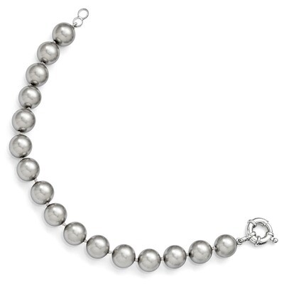 10-11Mm Grey Shell Bead Hand Knotted Bracelet Sterling Silver QMJB10G-7.5, MPN: QMJB10G-7.5, 886774…
