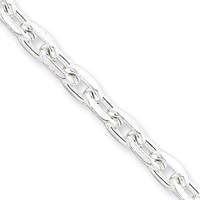7 Inch 4.90mm Beveled Oval Cable Chain Sterling Silver QCA150-7, MPN: QCA150-7, 883957918587