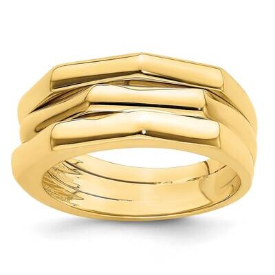 Three Ridged Dome Ring 14k Gold Polished R943, MPN: R943, 196904042274