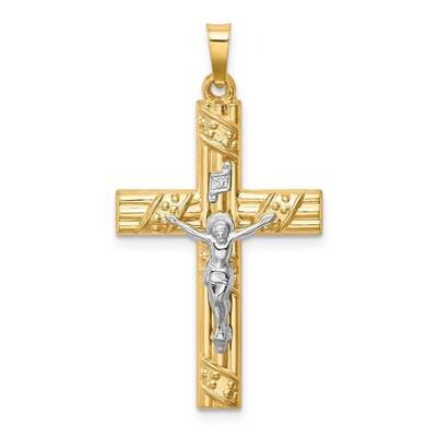 Hollow Polished Textured &amp; Striped Latin Crucifix 14k Two-tone Gold XR1853, MPN: XR1853, 8839577317…