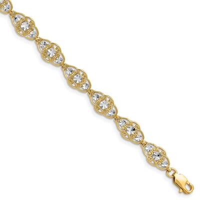 Fancy Circles with Scalloped Edge Bracelet 14k Gold Rhodium Diamond-cut FB1855-7.25, MPN: FB1855-7.…