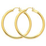 4mm Lightweight Round Hoop Earrings 14k Gold Polished T953L, MPN: T953L, 883957288178