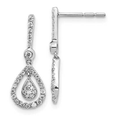 Fancy Teardrop Dangle Post Earrings 14k White Gold Diamond EM5564-040-WA, MPN: EM5564-040-WA, 88395…
