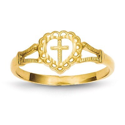 Childs Heart &amp; Cross Ring 14k Gold Diamond-cut K3936, MPN: K3936, 886774300580