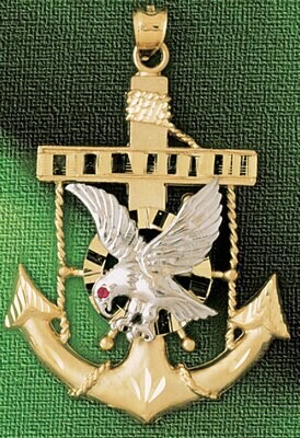 Dazzlers Jewelry Eagle on Ancor Pendant Necklace Charm Bracelet in Yellow, White or Rose Gold 2299,…