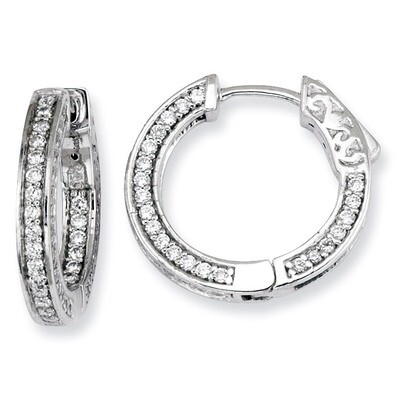 134 Stones In and Out Round Hoop Earrings Sterling Silver with Diamonds QE7566, MPN: QE7566, 886774…