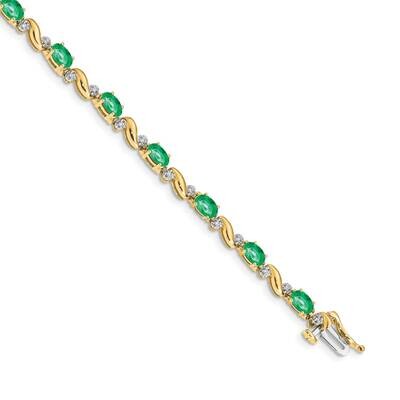 Emerald Bracelet 14k Gold Diamond BM4487-EM-010-YA, MPN: BM4487-EM-010-YA, 883957205403