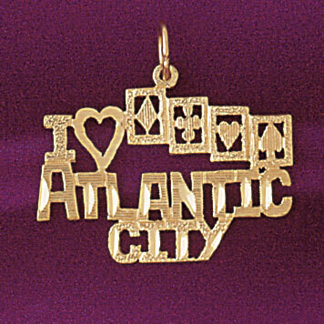 Dazzlers Jewelry I Love Atlantic City Pendant Necklace Charm Bracelet in Yellow, White or Rose Gold…
