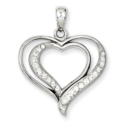 Stellux Crystal Heart Pendant Sterling Silver Rhodium-plated QP2490, MPN: QP2490, 883957543345