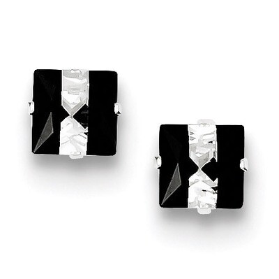 Black and White Colored Diamond 6mm Square Post Earrings Sterling Silver QE9113, MPN: QE9113, 19110…