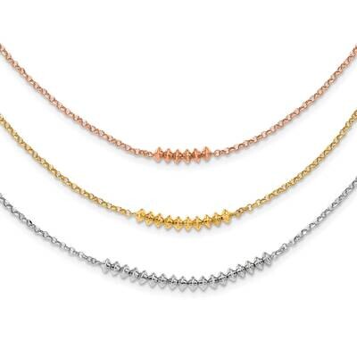 Rose Gold-Tone 3 Strand with 1.25 Inch Extender Necklace 16 Inch Sterling Silver Rhodium-Plated QG5…