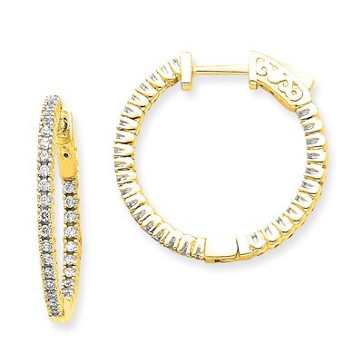 Diamond Round Hoop with Safety Clasp Earrings 14k Gold XE1984AA, MPN: XE1984AA, 191101380778