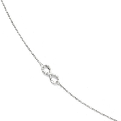 Leslie&#39;s Infinity with 1 inch Extender Anklet 9 Inch 10k White Gold Polished HB-10LF550-9, MPN: 10L…