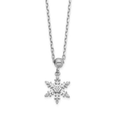 Cz Snowflake with 2 In Extender Necklace Sterling Silver Rhodium-plated QG5293-16, MPN: QG5293-16, …