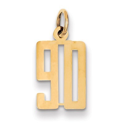 Number 90 Charm 14k Gold Small Polished Elongated LES90, MPN: LES90, 883957132884