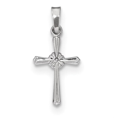 Polished Center Flower Cross Pendant 14k white Gold XR1586, MPN: XR1586, 883957950303