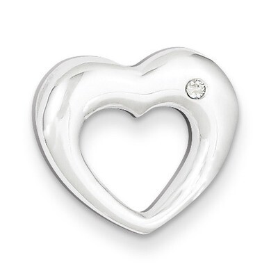 Sterling Silver Polished Heart with Diamond Slide Pendant QC6731