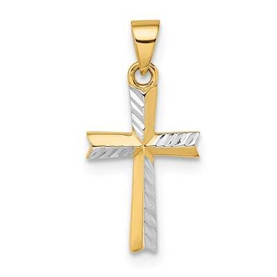 Rhodium Diamond-Cut Small Latin Cross Pendant 14k Gold XR1872, MPN: XR1872,