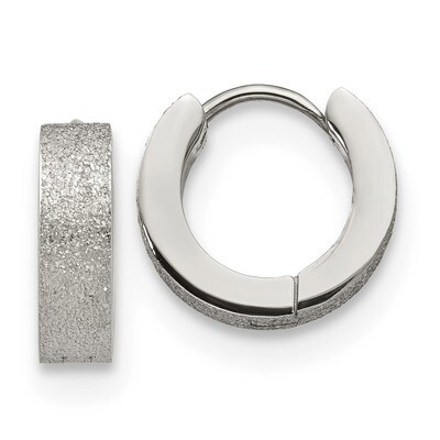 Sand Blasted 4.0mm Hinged Hoop Earrings Stainless Steel Polished SRE1230 by Chisel, MPN: SRE1230, 1…