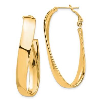 7mm Twisted Omega Back Oval Hoop Earrings 14k Gold High Polished PRE988, MPN: PRE988, 191101985515