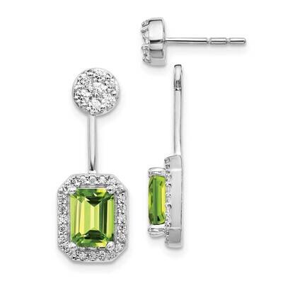 Peridot Earrings 14k White Gold Diamond EM4195-PE-062-WA, MPN: EM4195-PE-062-WA, 191101837937