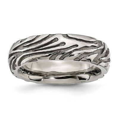 Grey Safari Etched and Domed 7.0mm Band Titanium TB419-7