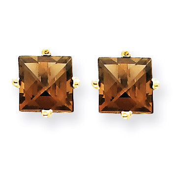 5mm Square Smokey Quartz Earring 14k Gold XE61CQ, MPN: XE61CQ, 883957094021