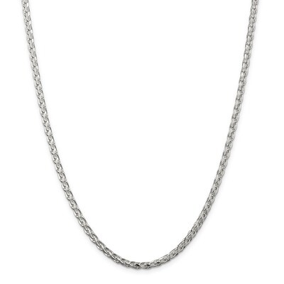 24 Inch 3.50mm Diamond-cut Round Spiga Chain Sterling Silver QSR100-24, MPN: QSR100-24, 886774408958