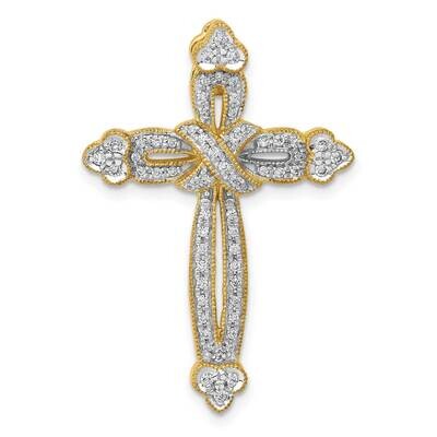 1/4Ct. Diamond Budded Cross Chain Slide 14k Gold PM5113-025-YA, MPN: PM5113-025-YA, 883957306209