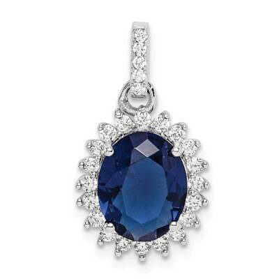 Blue &amp; Clear Pendant Sterling Silver CZ Diamond QP5099, MPN: QP5099, 886774035093
