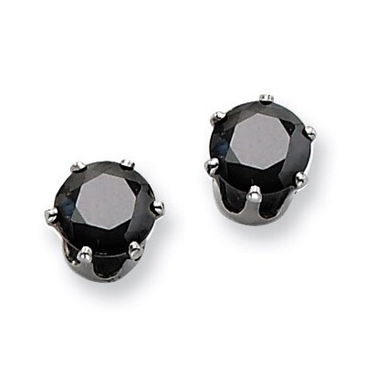 6mm Black Synthetic Diamond Stud Earrings - Stainless Steel SRE323 by Chisel, MPN: SRE323, 88395750…