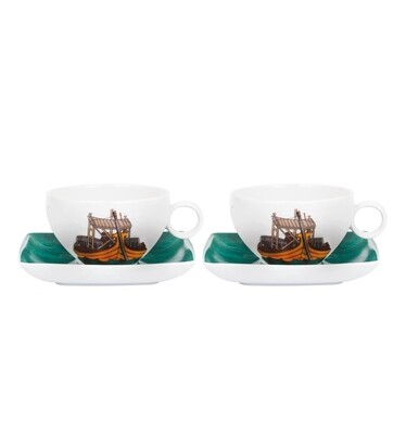 Vista Alegre Alma De Porto Set of 2 Tea Cup &amp; Saucer with Gift Box, MPN: 21118625,