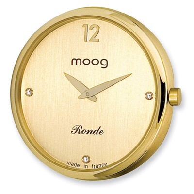 Moog Gold-tone Satin Stainless Steel Gold Dial 3 Crystal Markers Watch Only, MPN: XWA3658W,