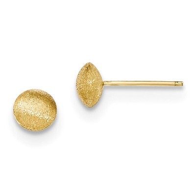7mm Satin Button Earrings 14k Gold H1019, MPN: H1019, 191101453144