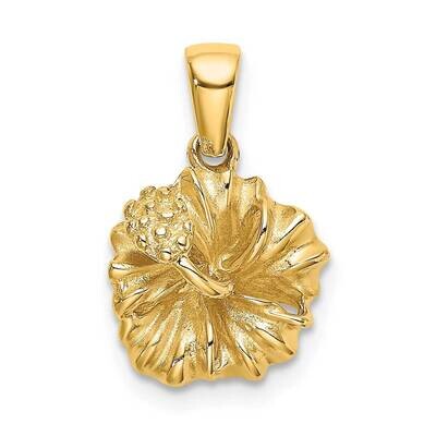 Textured Hibiscus Flower Charm 14k Gold 2-D K7261, MPN: K7261, 637218168842